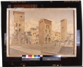 Torre Carducci, degli Amidei e dei Baldovinetti emergenti dalle rovine di via Por S. Maria vedute dal Lungarno Archibusieri